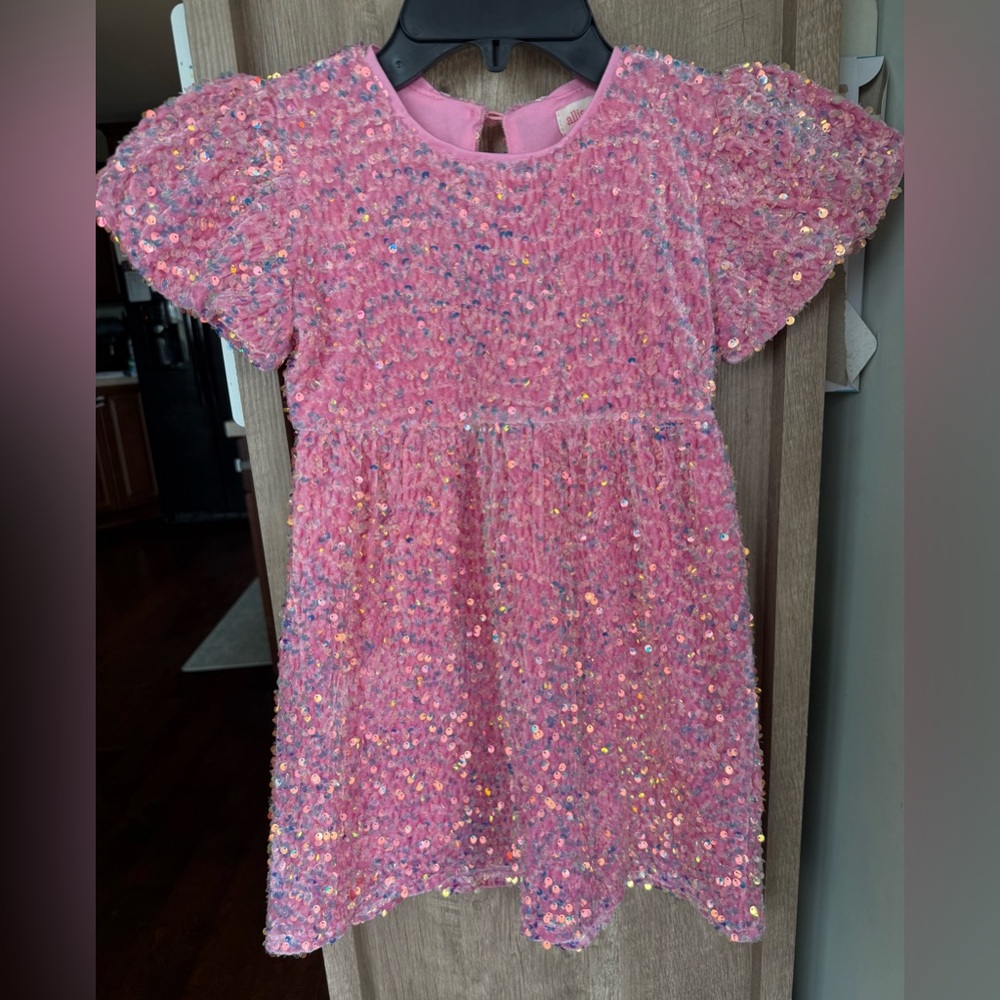 Sparkling Pink Sequin Party Dress for Girls